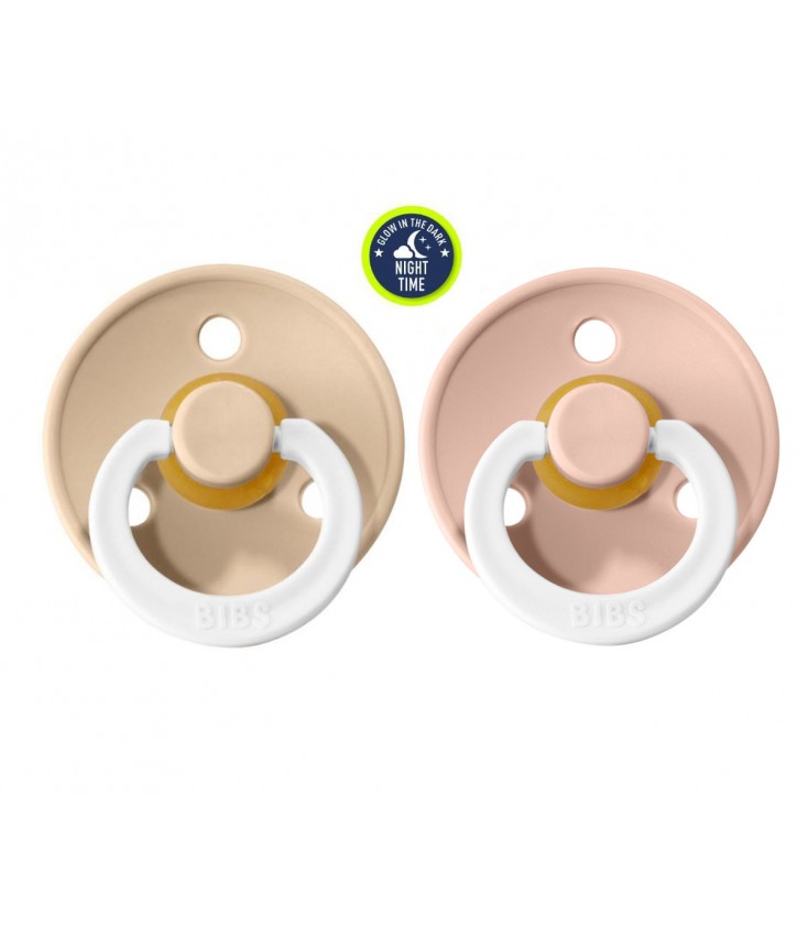  Bibs - Chupetes de bebé, goma natural sin BPA, fabricados en  Dinamarca, juego de 2 chupetes color vainilla nocturna (0 a 6 meses) : Bebés